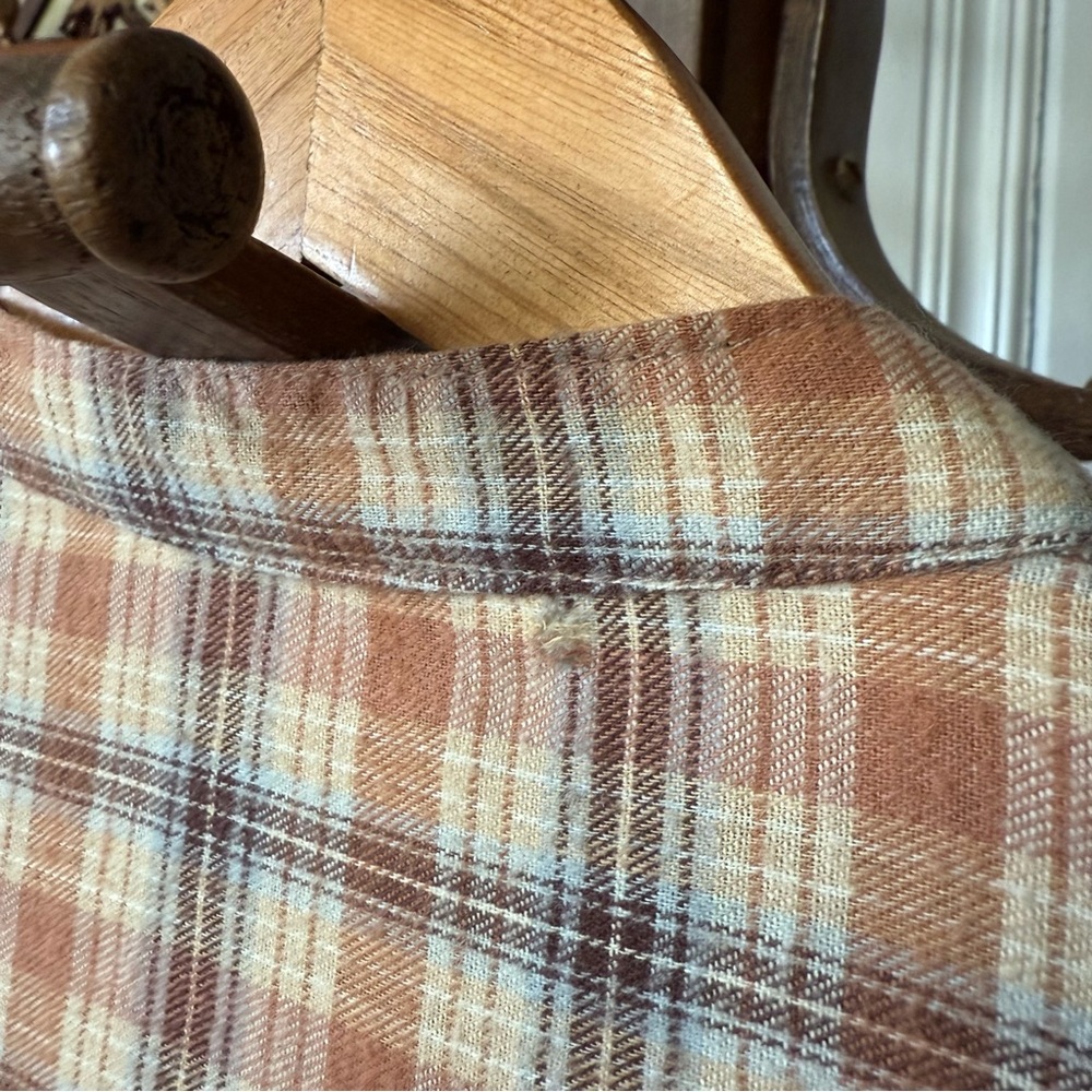 Vintage Flannel Cotton Plaid Long Sleeve Maxi Dress Large - Picture 5 of 6